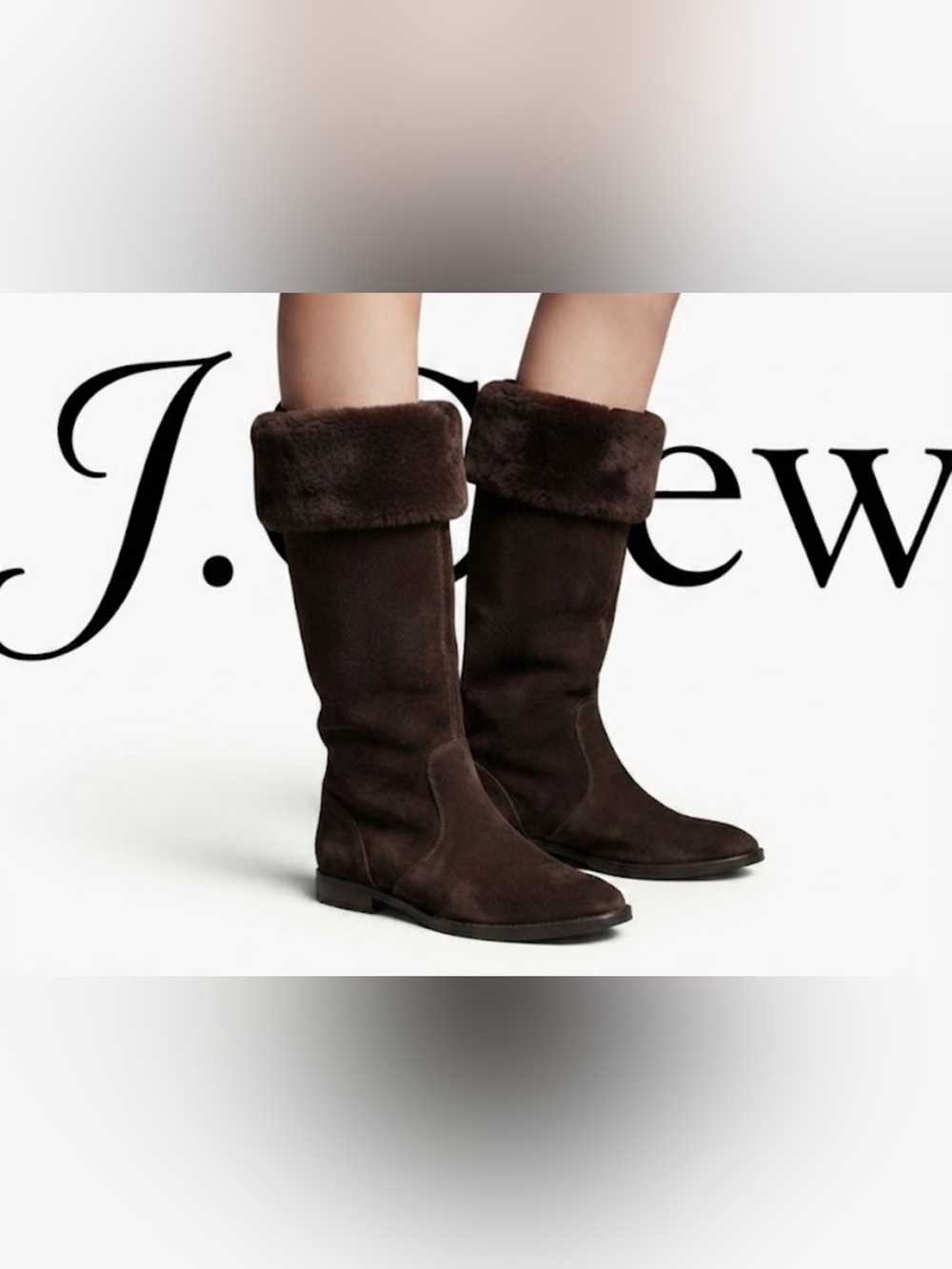Authentic J. Crew designer tall brown suede leather boots sz 8.5